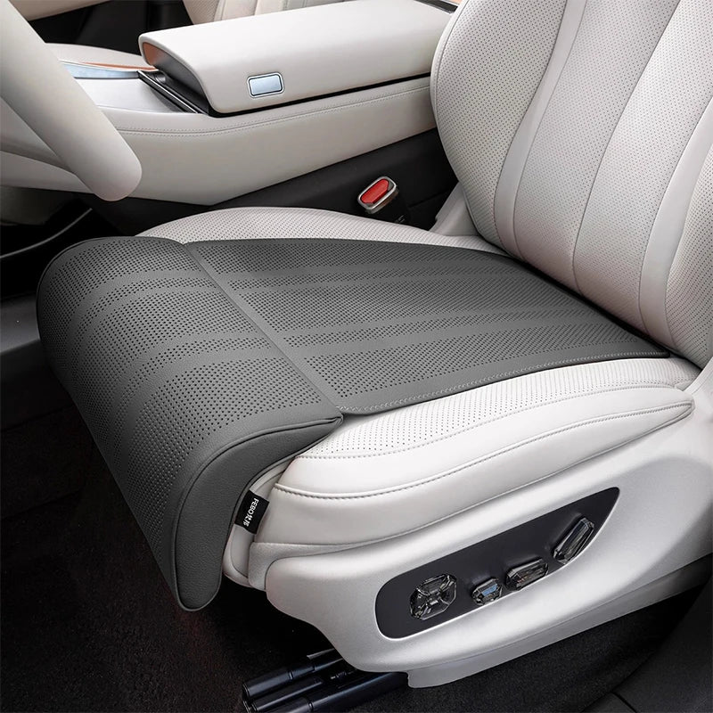 SEAMETAL Car Seat Cushion with Leg Support – Breathable Leather Extension Pad for Long Drives