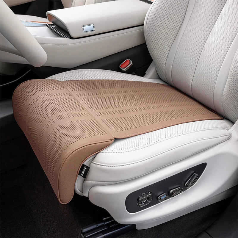 SEAMETAL Car Seat Cushion with Leg Support – Breathable Leather Extension Pad for Long Drives