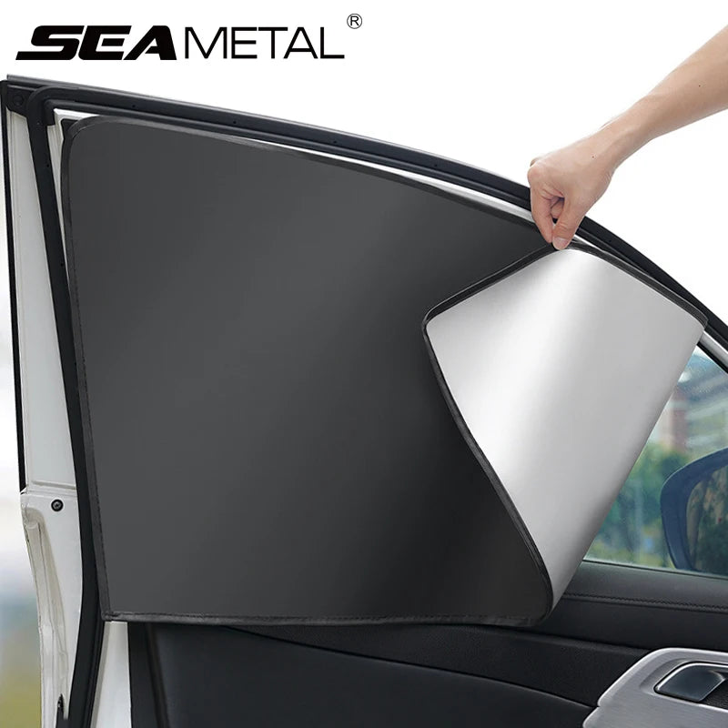 SEAMETAL Magnetic Car Side Window Sun Shade Curtain – UV Reflective Privacy Cover (2pcs)