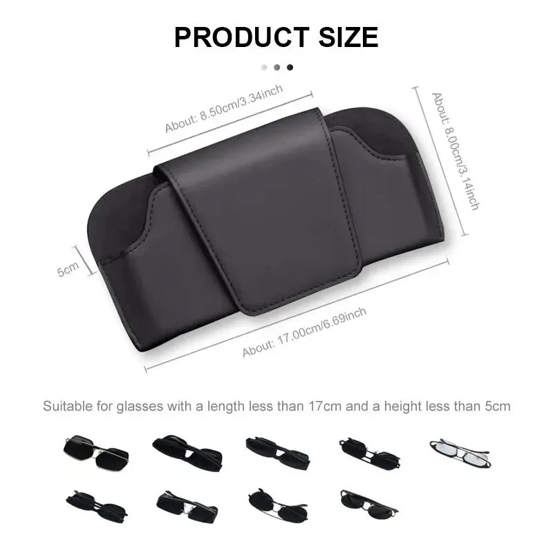 SEAMETAL Car Sun Visor Glasses Holder – Premium Cowhide & Suede Sunglasses Storage Case
