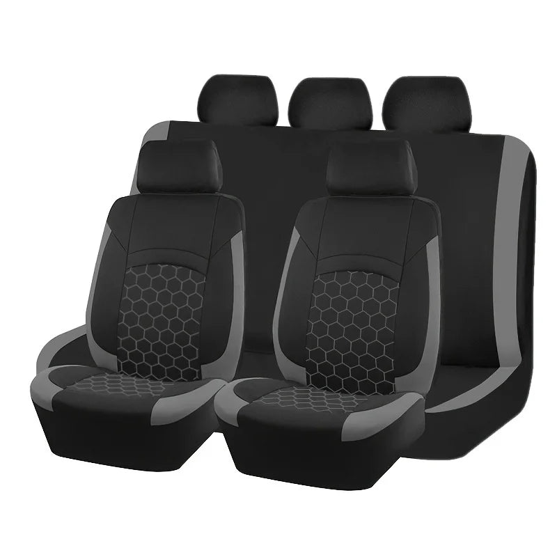 Universal Car Seat Covers Full Set – 9-Piece Breathable Polyester for 5-Seater Cars (Front & Rear)