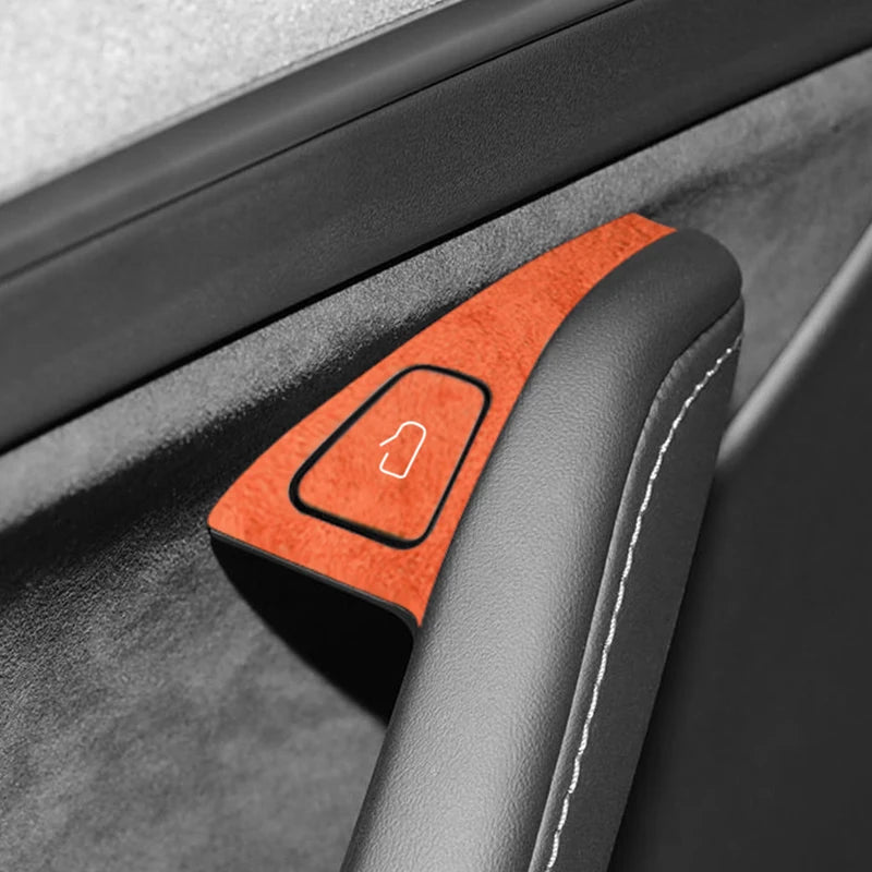 Tesla Model 3 & Model Y Door Switch Button Trim Sticker – Suede Anti-Scratch Interior Cover (2019-2022)