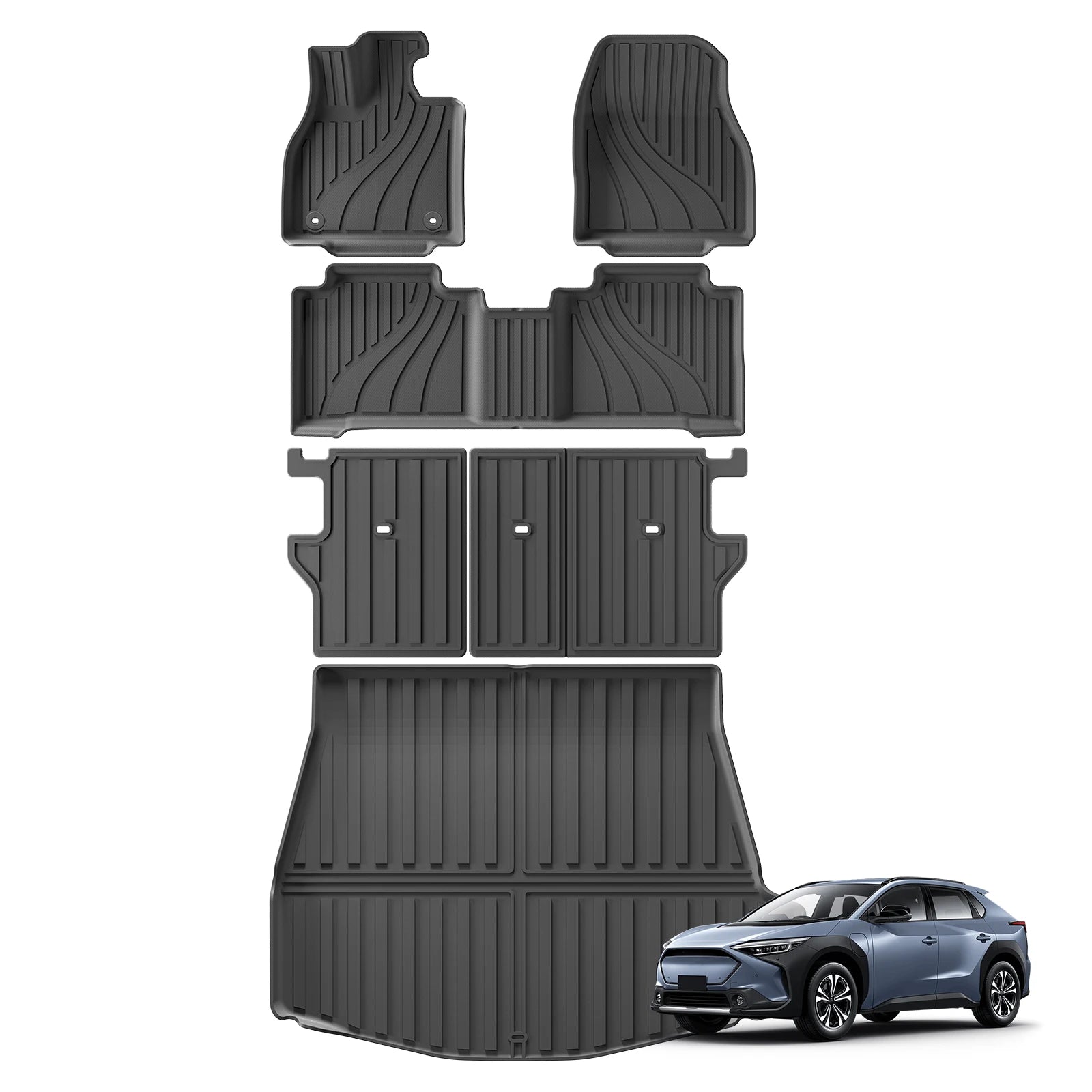 3D TPE Car Floor Mats for Subaru Solterra & Toyota BZ4X 2023–2025 (LHD) – Waterproof Cargo Liner Set