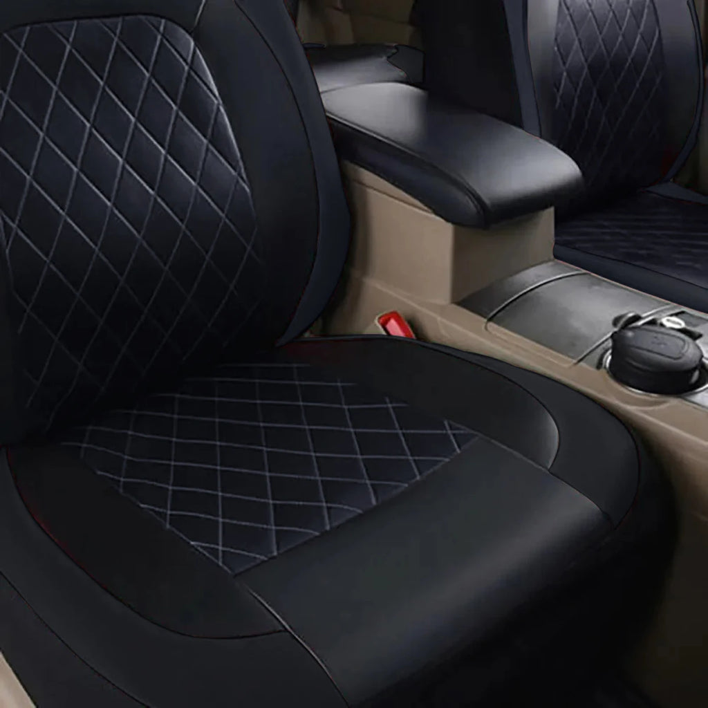 Quilted PU Leather Car Seat Covers – Full Set Waterproof Universal Fit for Sedan, SUV & Truck (Front & Rear)