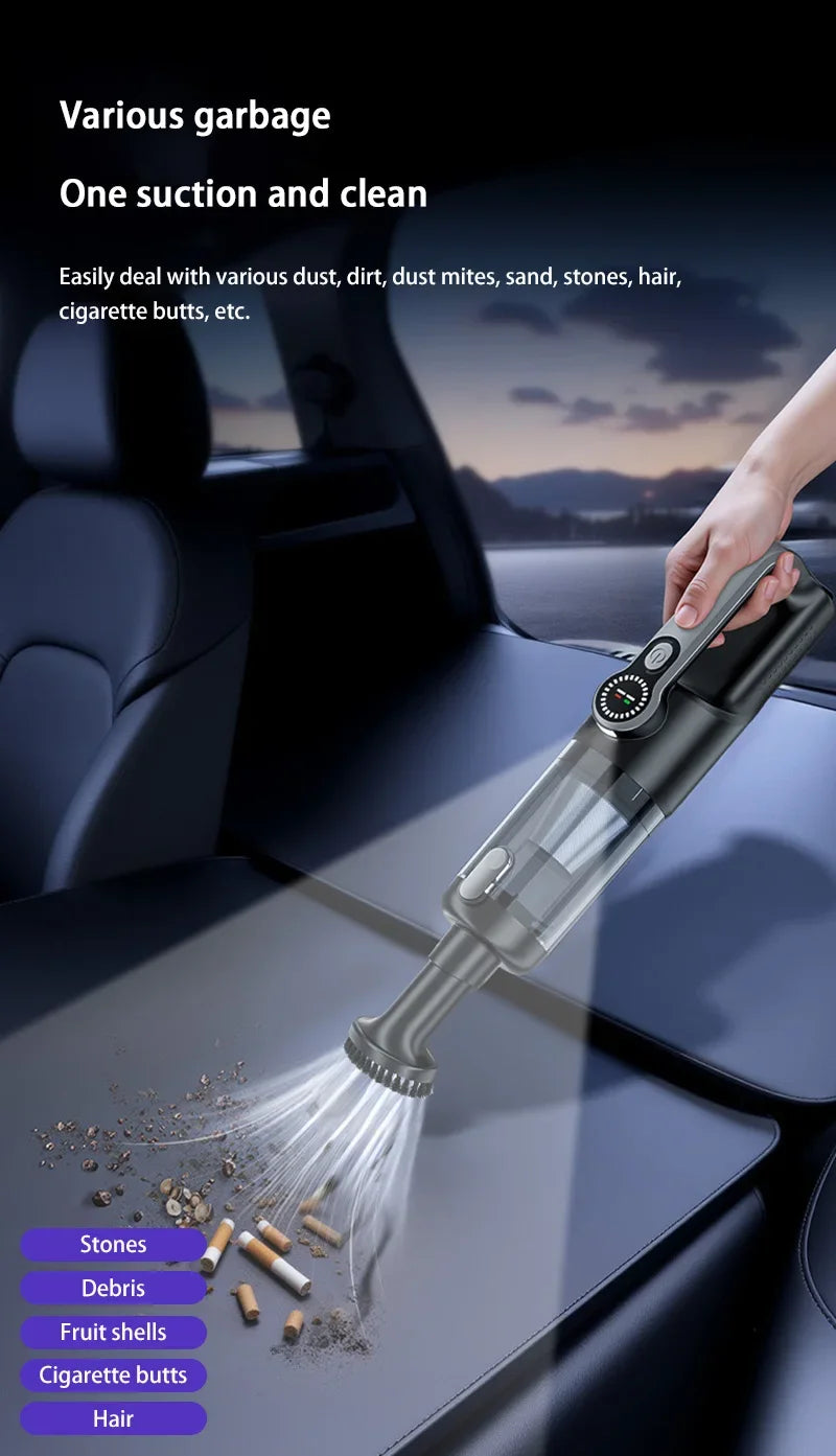 Car Vacuum Cleaner Wireless (Handheld) – Suction & Blowing, High Power