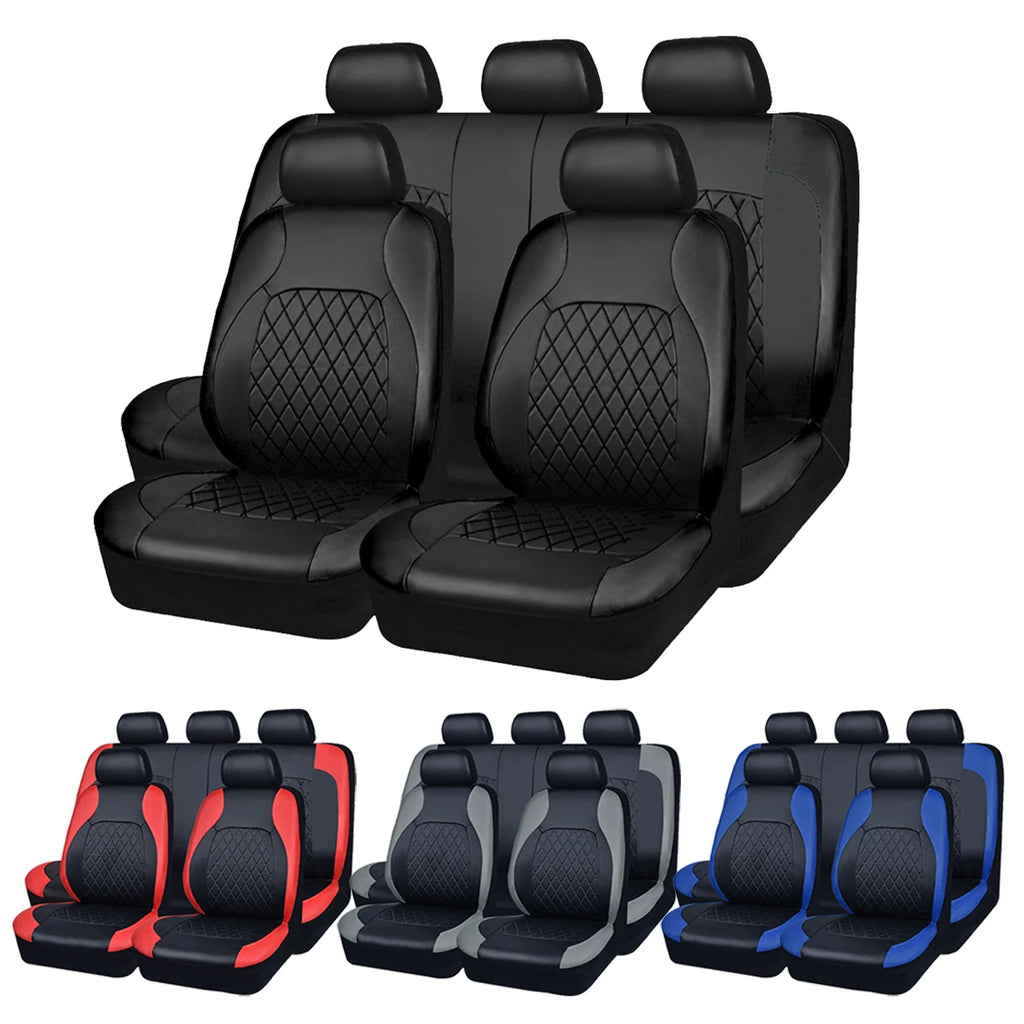 Quilted PU Leather Car Seat Covers – Full Set Waterproof Universal Fit for Sedan, SUV & Truck (Front & Rear)