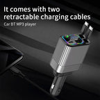 Car Bluetooth 5.3 FM Transmitter | Dual Type-C Fast Charge, Handsfree Calling & Ambient Light
