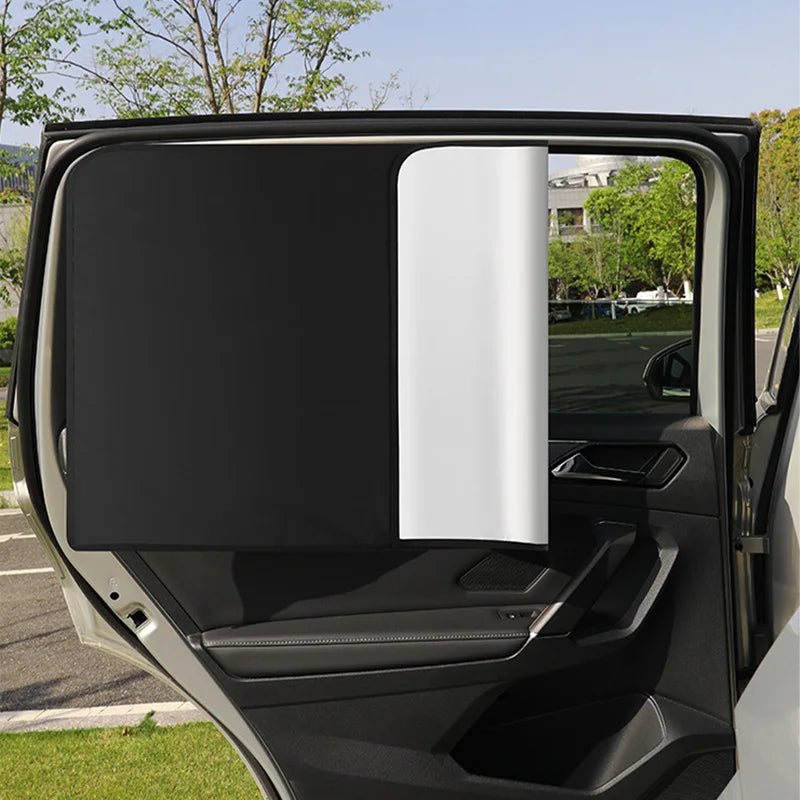 SEAMETAL Magnetic Car Side Window Sun Shade Curtain – UV Reflective Privacy Cover (2pcs)