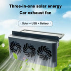 Solar Powered Car Window Ventilation Fan | 3-Head USB Rechargeable Auto Cooler