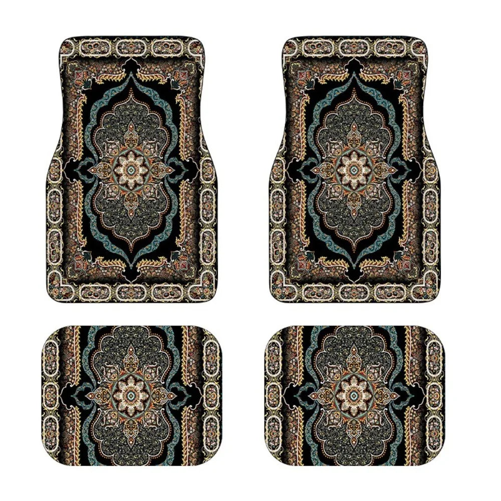 Bohemian Car Floor Mats – 4-Piece Anti-Slip Retro Persian Carpet Set