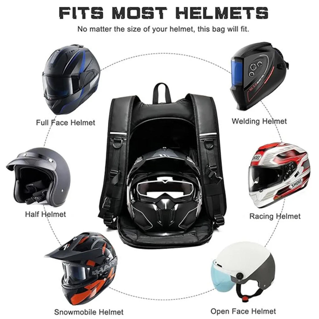 40L Motorcycle Helmet Backpack – Waterproof Riding Bag with Reflective Strip & Laptop Compartment