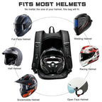 40L Motorcycle Helmet Backpack – Waterproof Riding Bag with Reflective Strip & Laptop Compartment