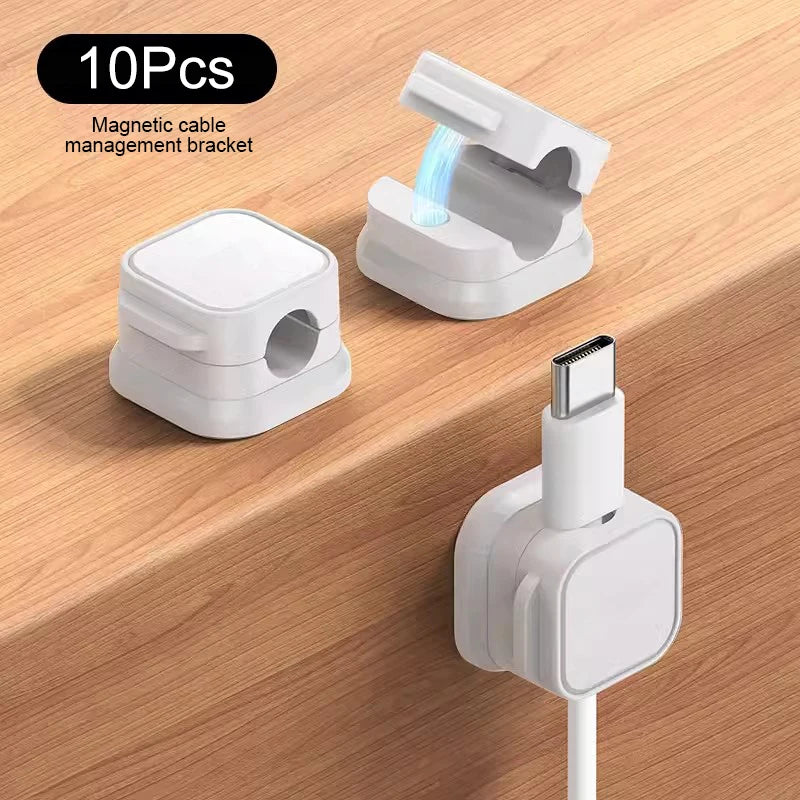 SEAMETAL Magnetic Cable Holder Clips – Self-Adhesive Cord Organizer for Car, Home & Office (10pcs)