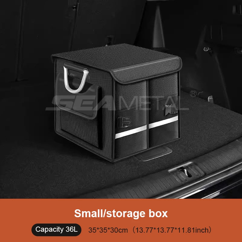 SEAMETAL Foldable Car Trunk Storage Box – Waterproof Oxford Organizer for Camping & Fishing (36L / 72L / 110L)