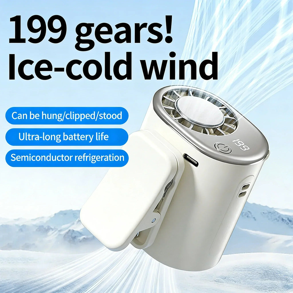 Car Clip on Air Conditioner 199 Speeds Adjustable 360° Rotation Semiconductor Cooling Fan Wide Clamp