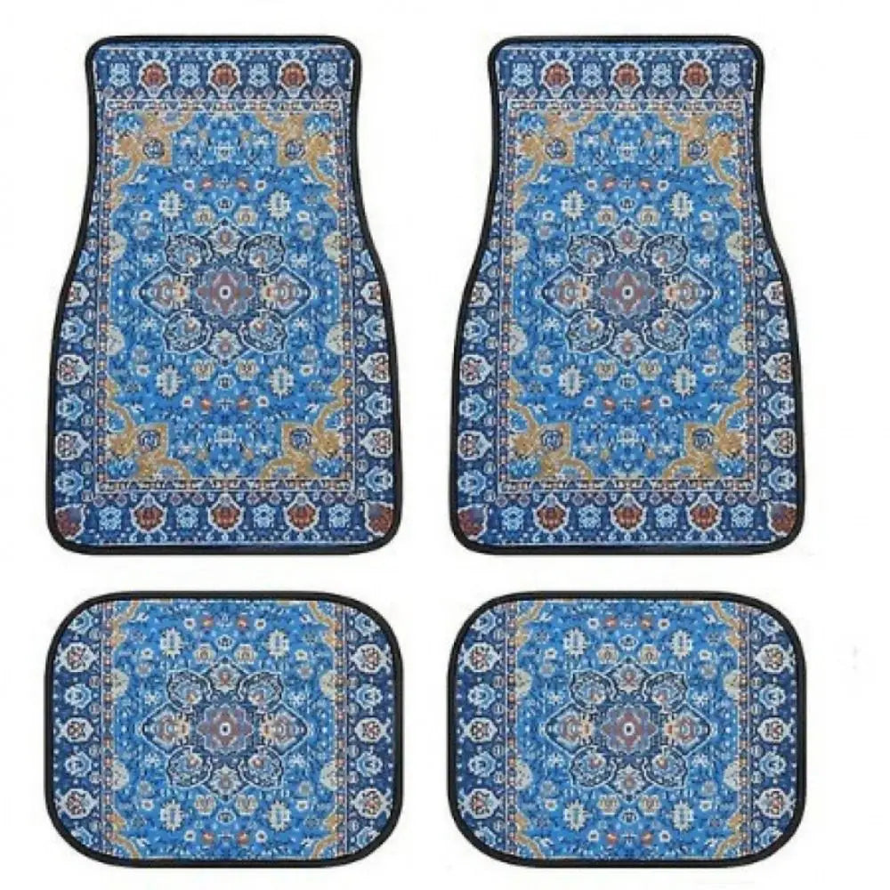 Retro Bohemian Car Floor Mats – 4Pcs Non-Slip Persian Carpet Set