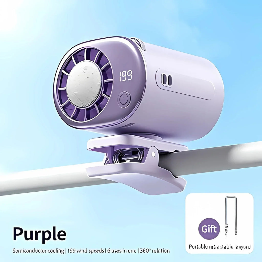Car Clip on Air Conditioner 199 Speeds Adjustable 360° Rotation Semiconductor Cooling Fan Wide Clamp