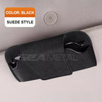 SEAMETAL Car Sun Visor Glasses Holder – Premium Cowhide & Suede Sunglasses Storage Case