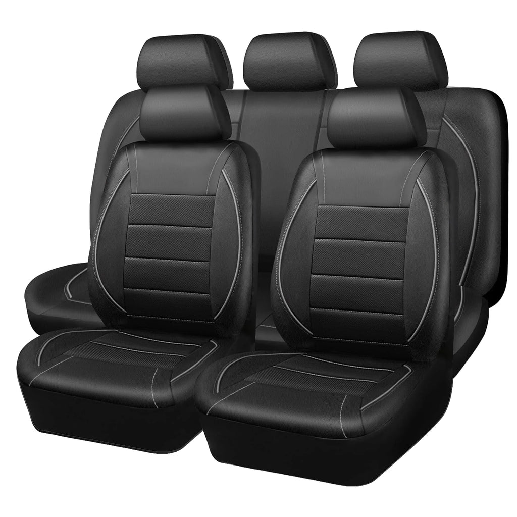 Universal PVC Leather Car Seat Covers – 9-Piece Full Set for 5-Seater Cars (Front & Rear)