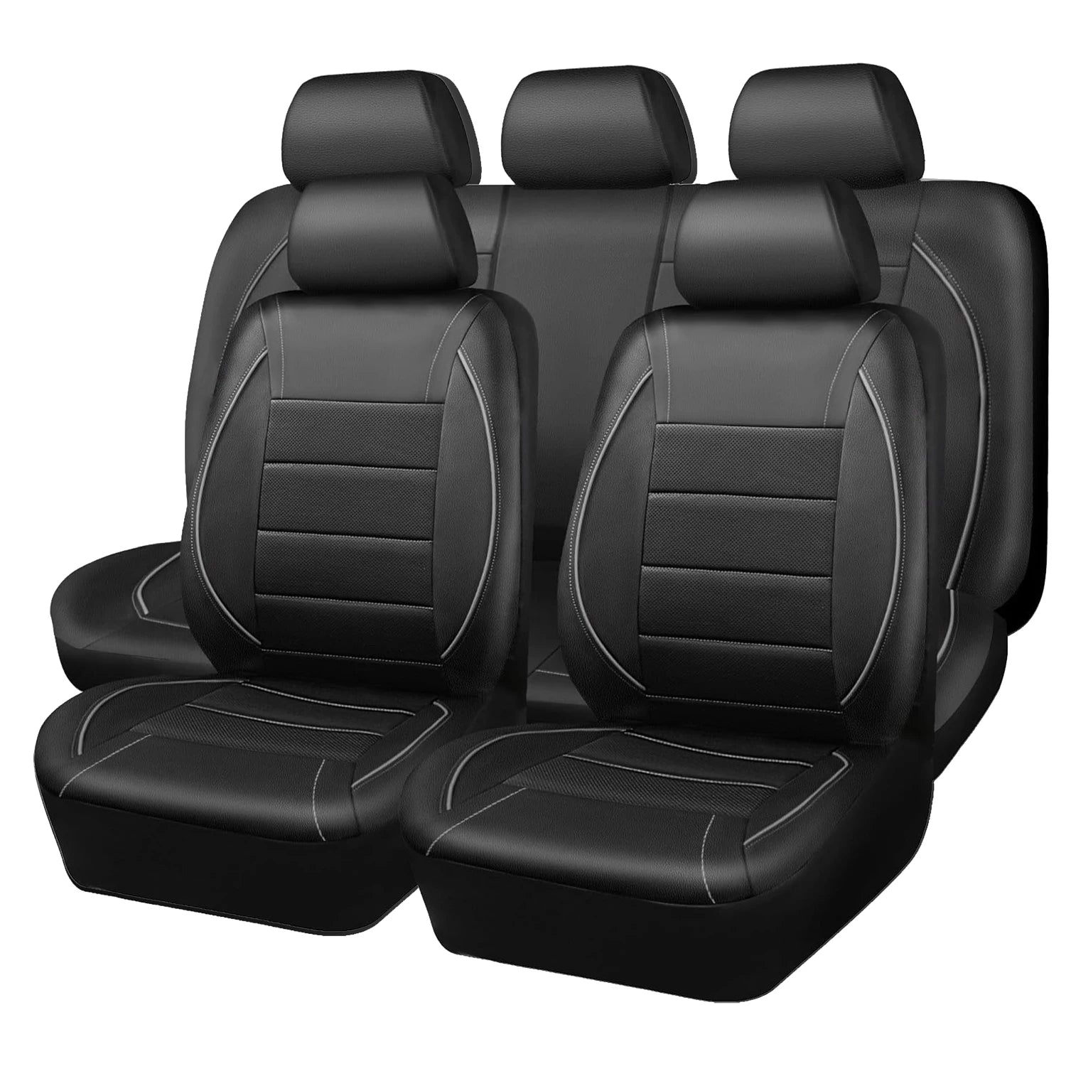 Universal PVC Leather Car Seat Covers – 9-Piece Full Set for 5-Seater Cars (Front & Rear)
