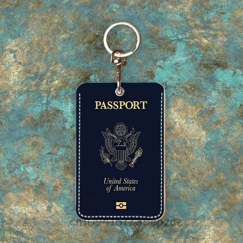 France Travel Passport Yemen Oman Custom Access Card Case Leather Card Holder Keychain Key Ring Transportation Card Case Gifts