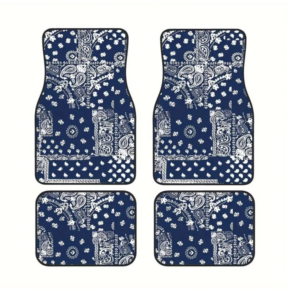Bohemian Car Floor Mats – 4-Piece Anti-Slip Retro Persian Carpet Set