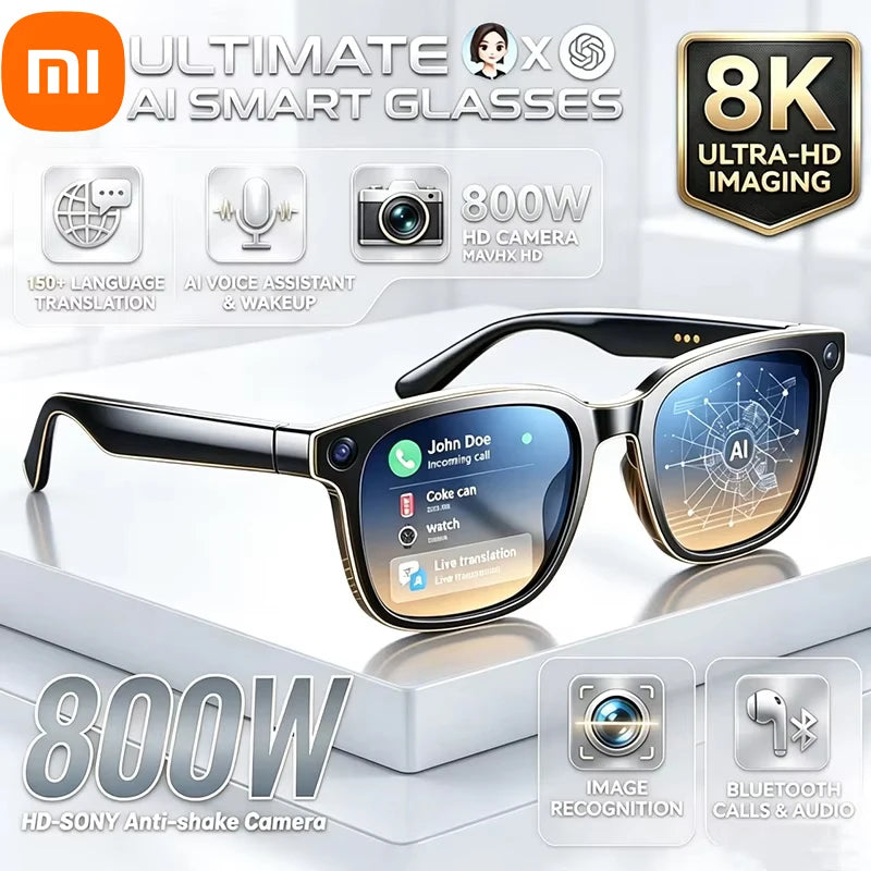 Xiaomi Smart AI Glasses 8MP HD 4K Shooting Camera Photo Video Voice Call Translation Waterproof Bluetooth AI Motorcycle Glasses