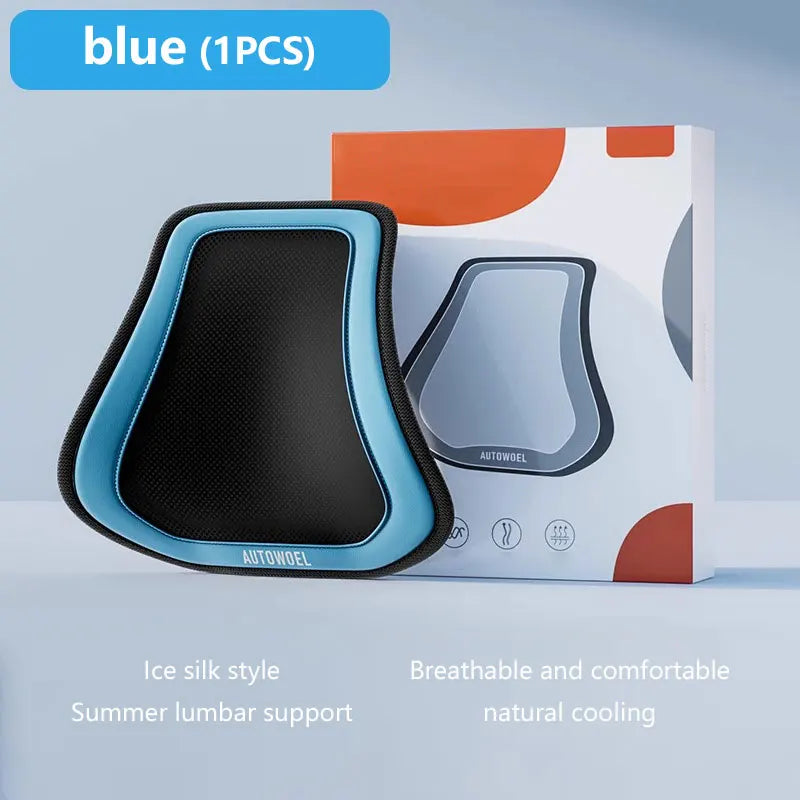 Car Cooling Lumbar Support Cushion | USB Fan Ice Silk Waist Pillow for Drivers