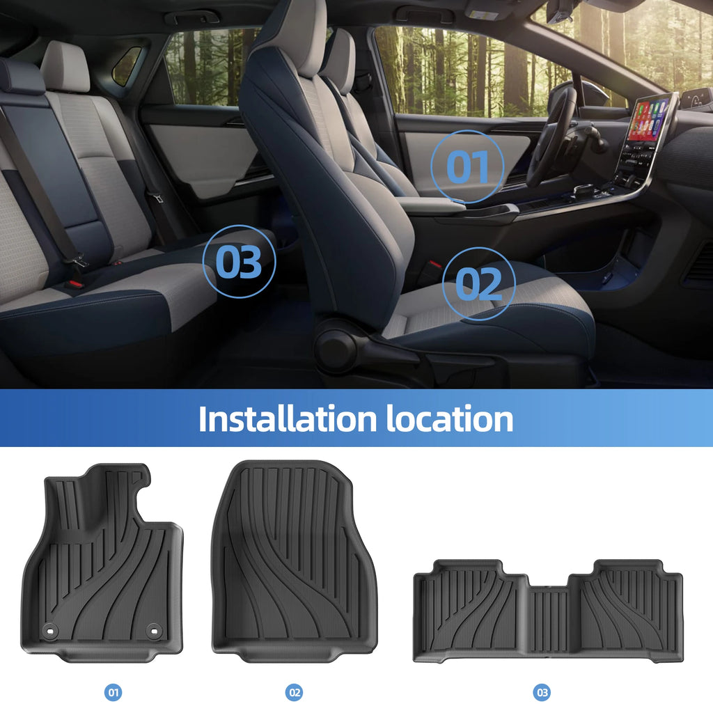 3D TPE Car Floor Mats for Subaru Solterra & Toyota BZ4X 2023–2025 (LHD) – Waterproof Cargo Liner Set