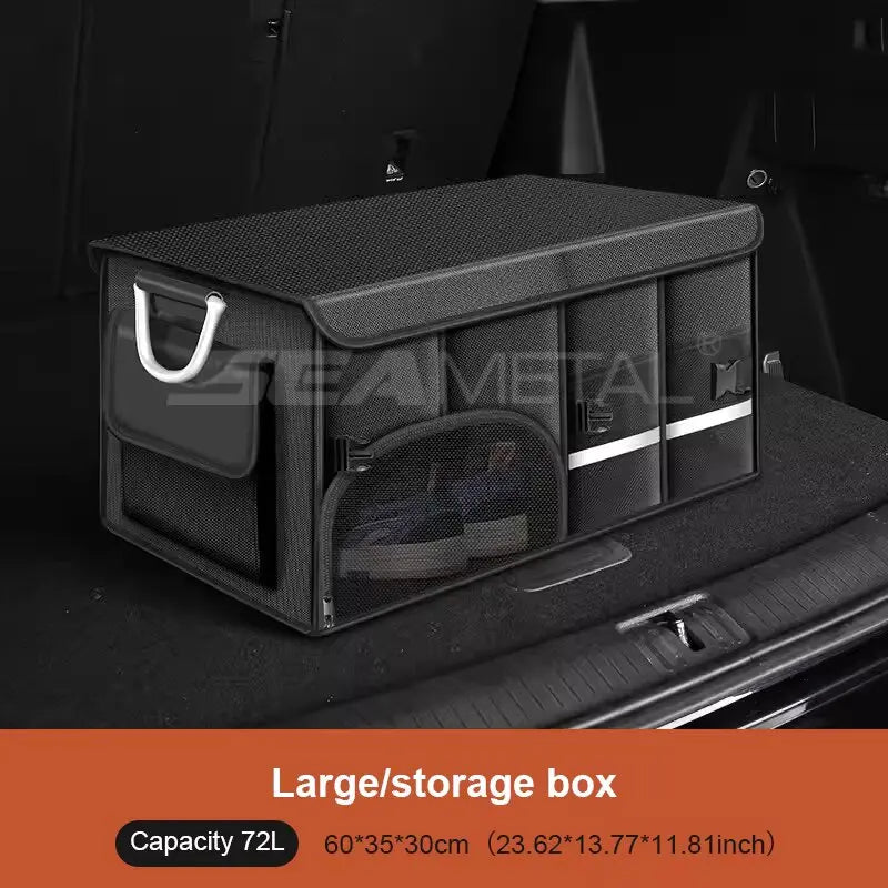 SEAMETAL Foldable Car Trunk Storage Box – Waterproof Oxford Organizer for Camping & Fishing (36L / 72L / 110L)