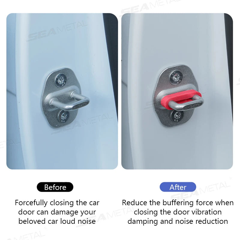 SEAMETAL Car Door Shock Absorber Pads – Silicone Anti-Vibration Soundproof Damper Cushion (4pcs)