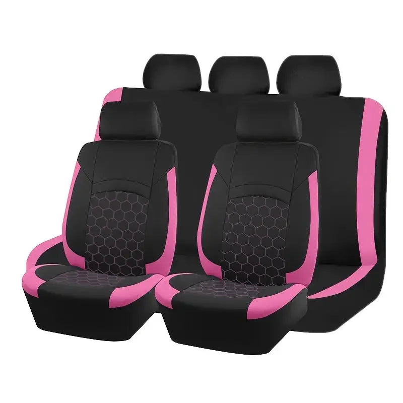 Universal Car Seat Covers Full Set – 9-Piece Breathable Polyester for 5-Seater Cars (Front & Rear)