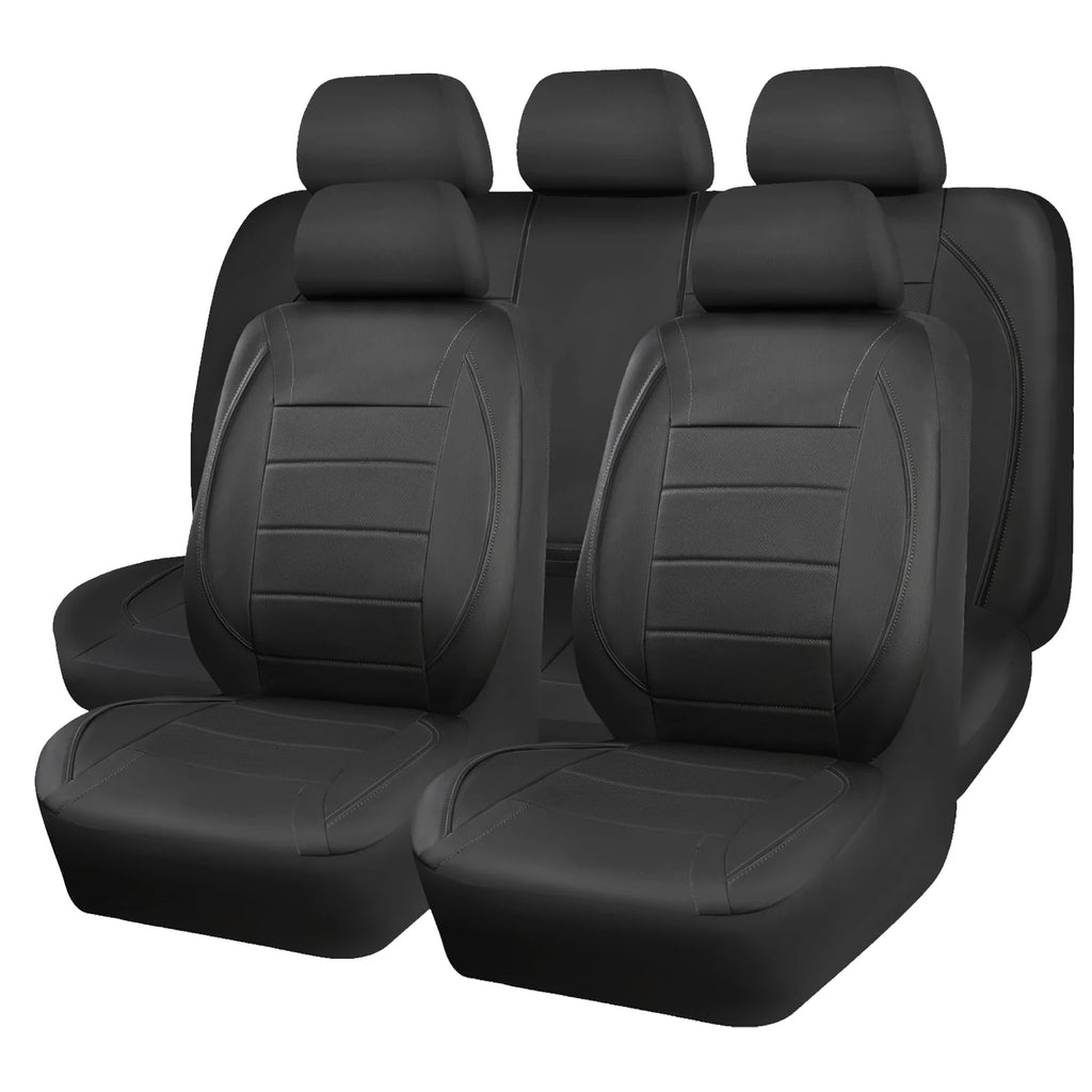 Universal PVC Leather Car Seat Covers – 9-Piece Full Set for 5-Seater Cars (Front & Rear)