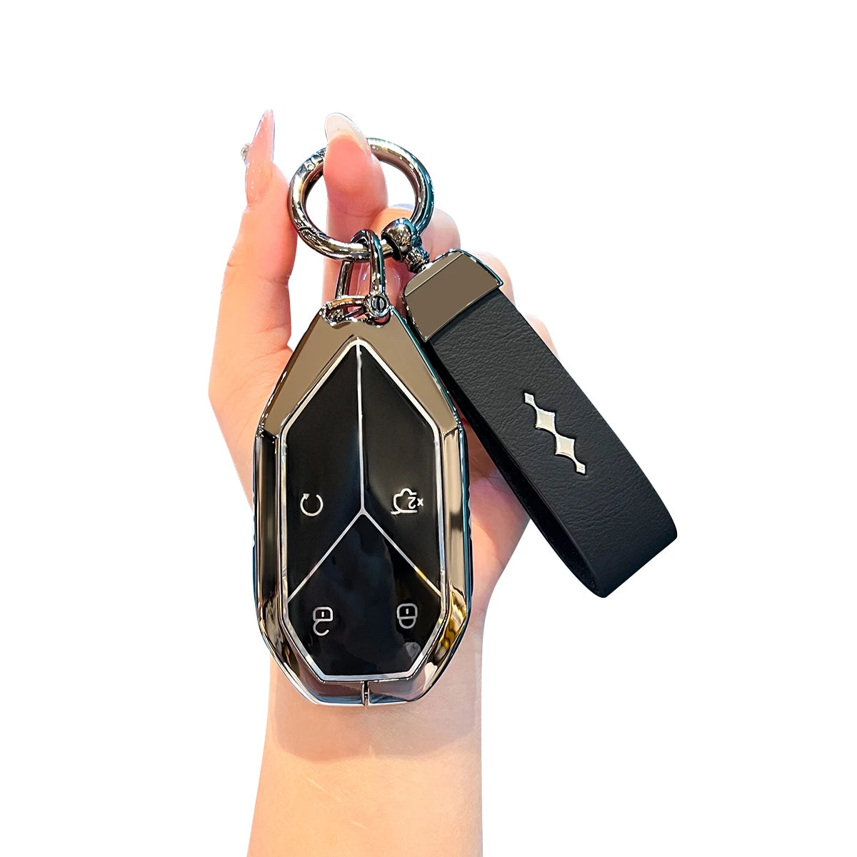 Car Smart Remote Zinc Alloy Key Case Cover Holder Chain For BYD DM-I Formula Equation Leopard 5 Key Decorations Accessories