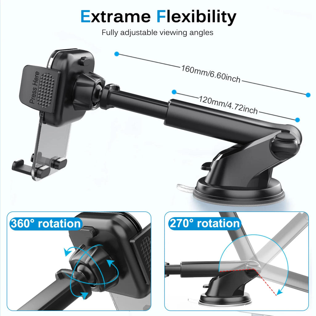 Car Cell Phone Holder Cellphone Mount for Dashboard Windshield Auto Dash Mobile IPhone Support Fit 4.7-7" Smartphone Auto Supply