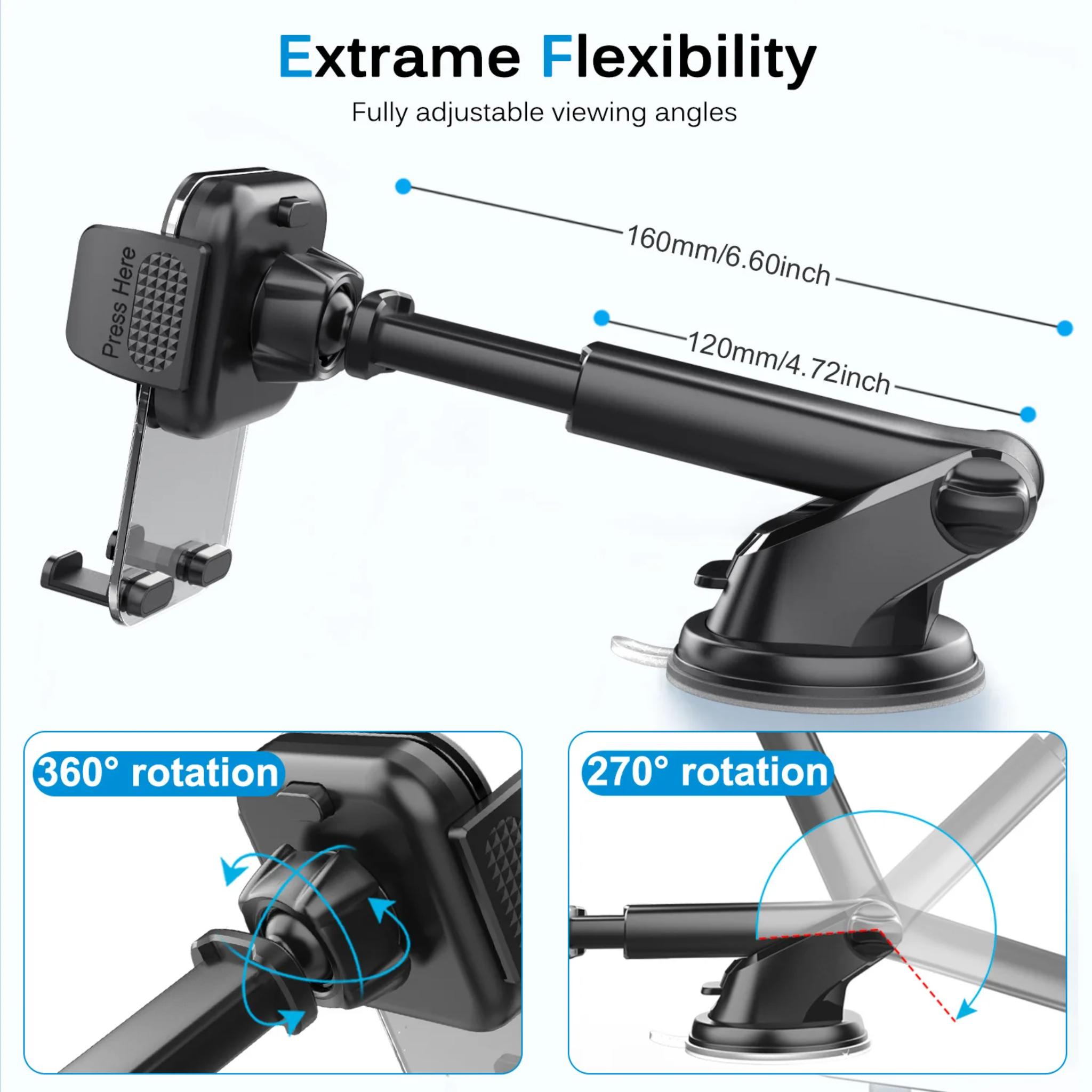 Car Cell Phone Holder Cellphone Mount for Dashboard Windshield Auto Dash Mobile IPhone Support Fit 4.7-7" Smartphone Auto Supply