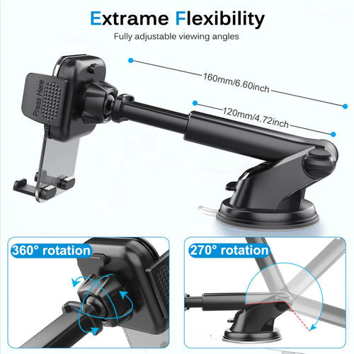 Car Cell Phone Holder Cellphone Mount for Dashboard Windshield Auto Dash Mobile IPhone Support Fit 4.7-7" Smartphone Auto Supply
