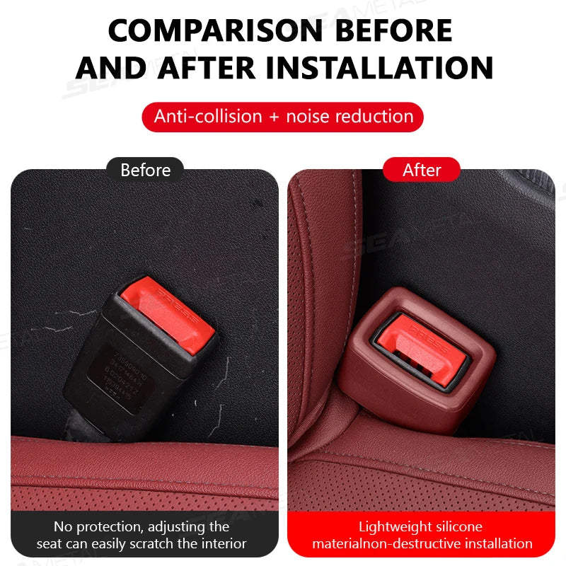 SEAMETAL Car Seat Belt Buckle Cover – Anti-Scratch Seatbelt Button Protector (Universal Fit)