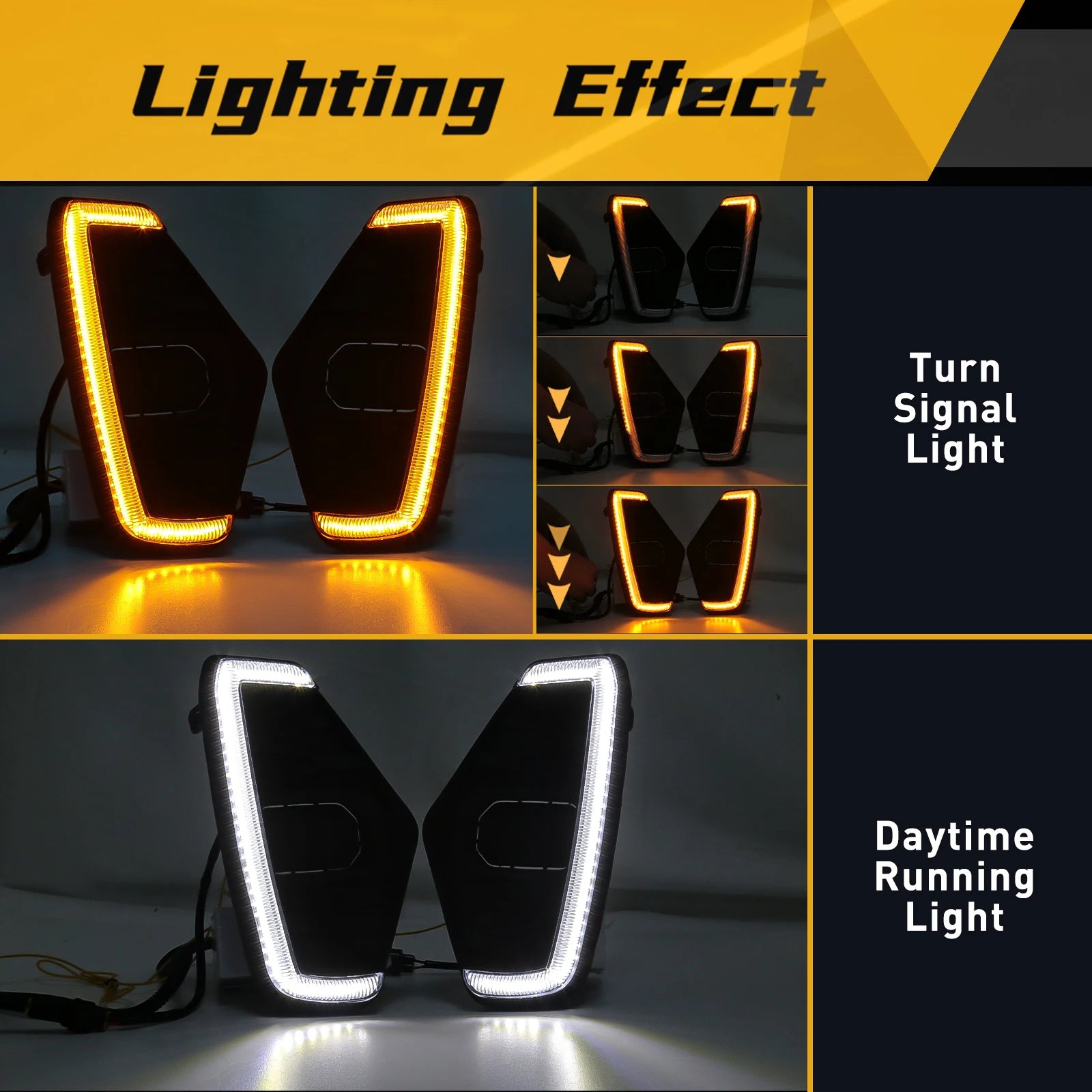 LED DRL Fog Lamp with Turn Signal – Nissan Navara NP300 Frontier 2020-2022 (White + Amber, 12V)