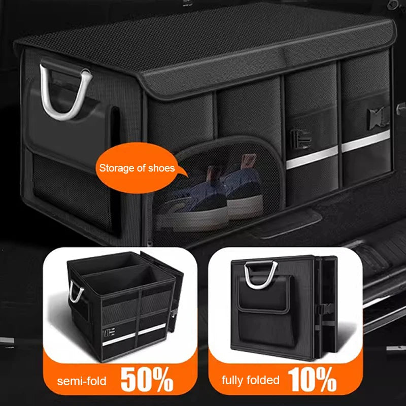 SEAMETAL Foldable Car Trunk Storage Box – Waterproof Oxford Organizer for Camping & Fishing (36L / 72L / 110L)