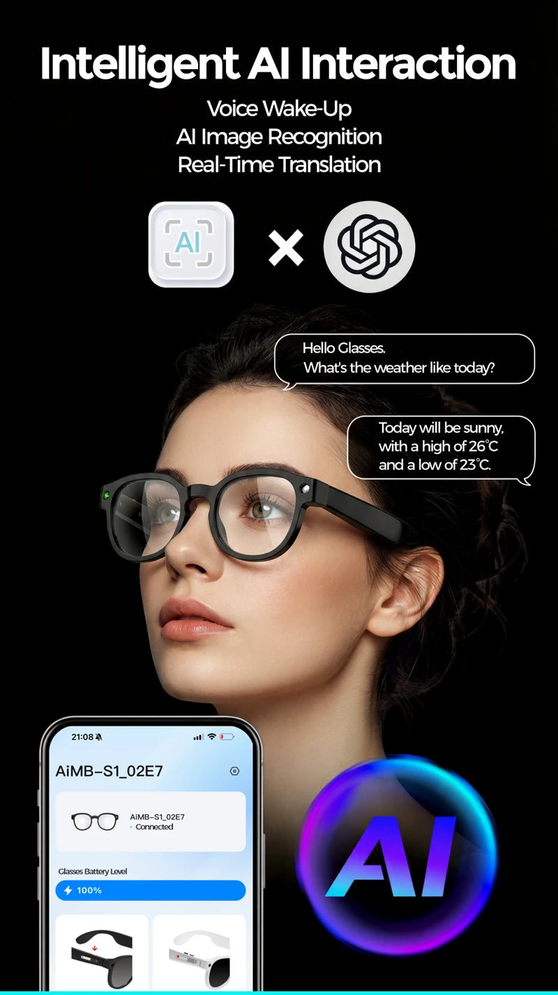 Xiaomi Smart AI Glasses 8MP HD 4K Shooting Camera Photo Video Voice Call Translation Waterproof Bluetooth AI Motorcycle Glasses