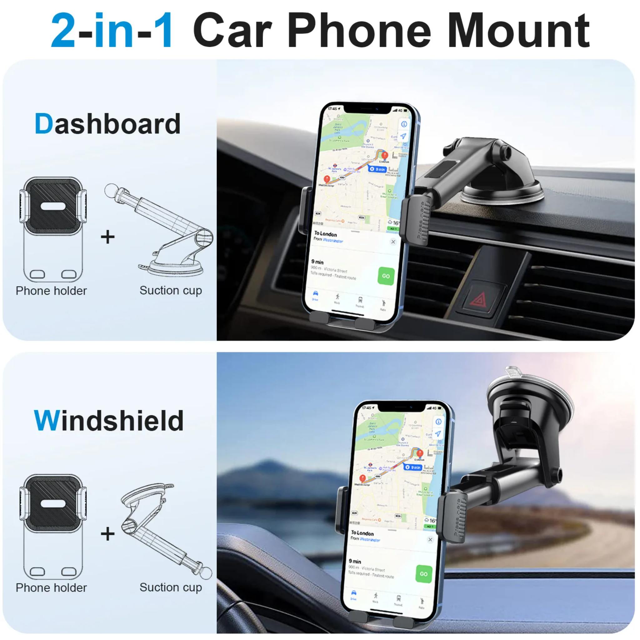 Car Cell Phone Holder Cellphone Mount for Dashboard Windshield Auto Dash Mobile IPhone Support Fit 4.7-7" Smartphone Auto Supply