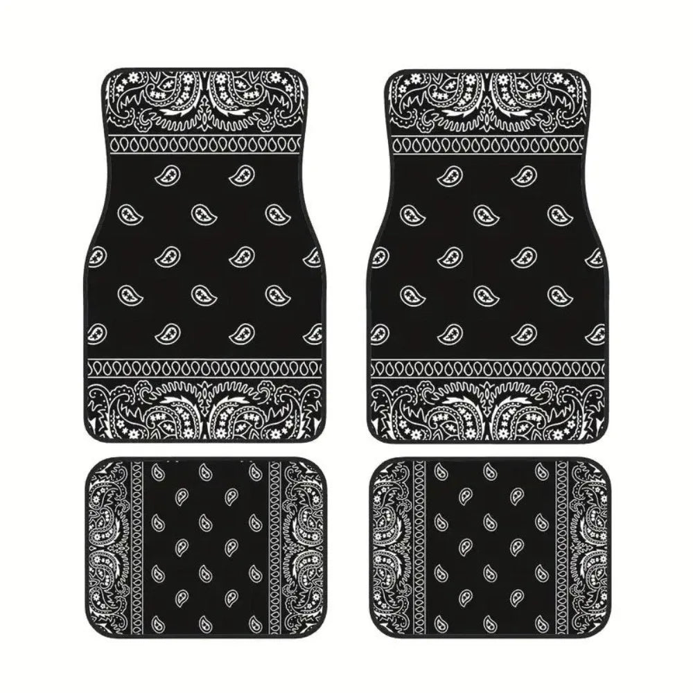 Bohemian Car Floor Mats – 4-Piece Anti-Slip Retro Persian Carpet Set