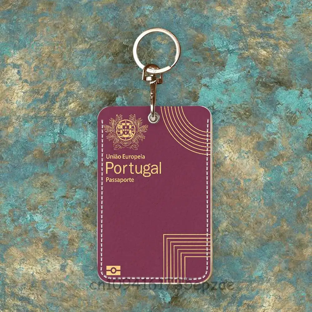France Travel Passport Yemen Oman Custom Access Card Case Leather Card Holder Keychain Key Ring Transportation Card Case Gifts