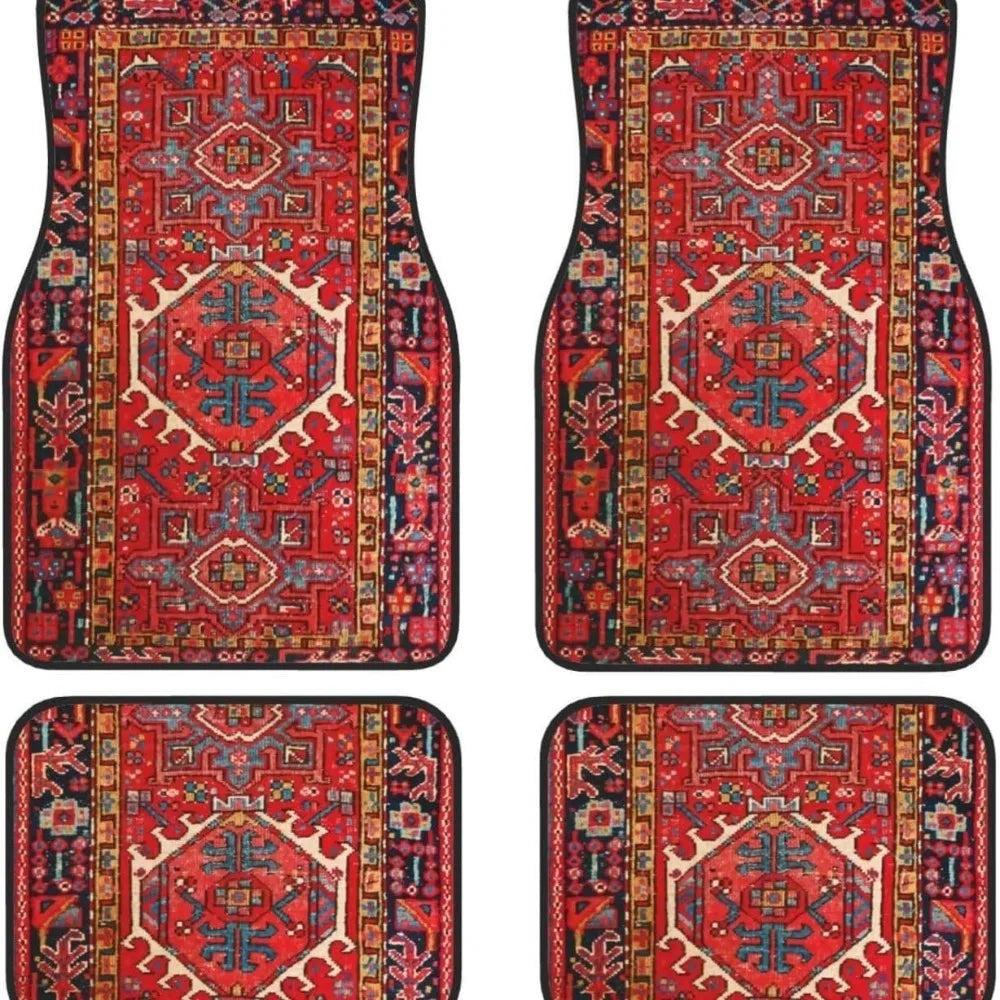 Bohemian Car Floor Mats – 4-Piece Anti-Slip Retro Persian Carpet Set