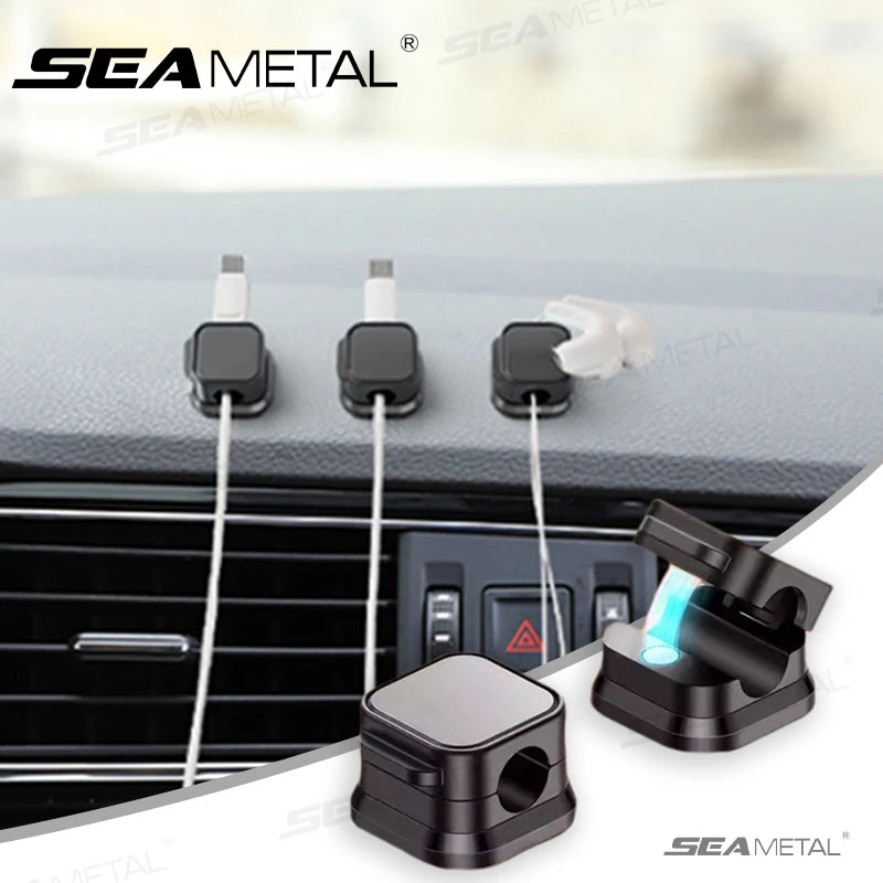 SEAMETAL Magnetic Cable Holder Clips – Self-Adhesive Cord Organizer for Car, Home & Office (10pcs)