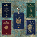 France Travel Passport Yemen Oman Custom Access Card Case Leather Card Holder Keychain Key Ring Transportation Card Case Gifts