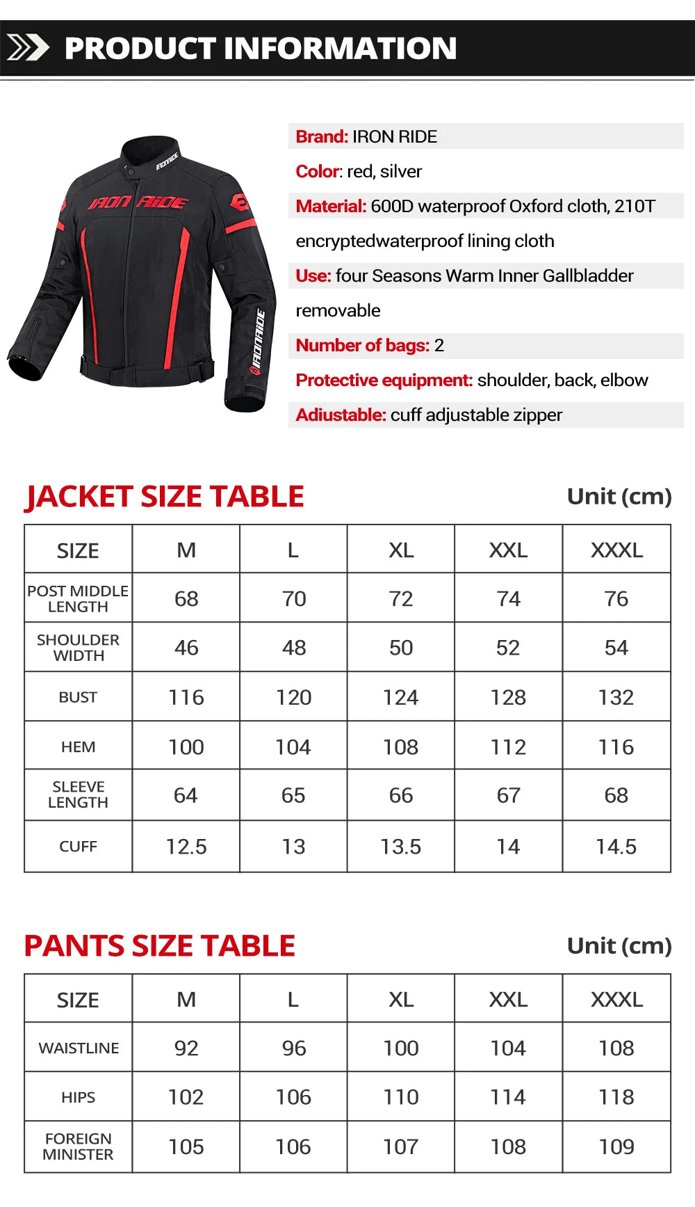 Waterproof Motorcycle Jacket & Pants Set with Protective Gear