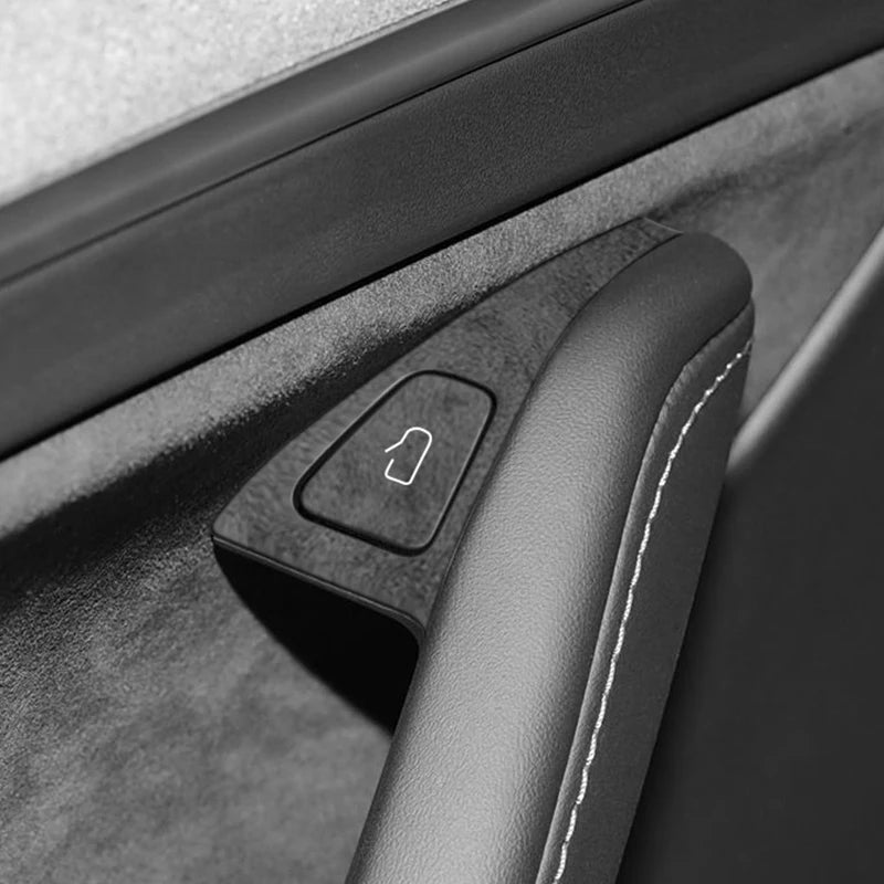 Tesla Model 3 & Model Y Door Switch Button Trim Sticker – Suede Anti-Scratch Interior Cover (2019-2022)