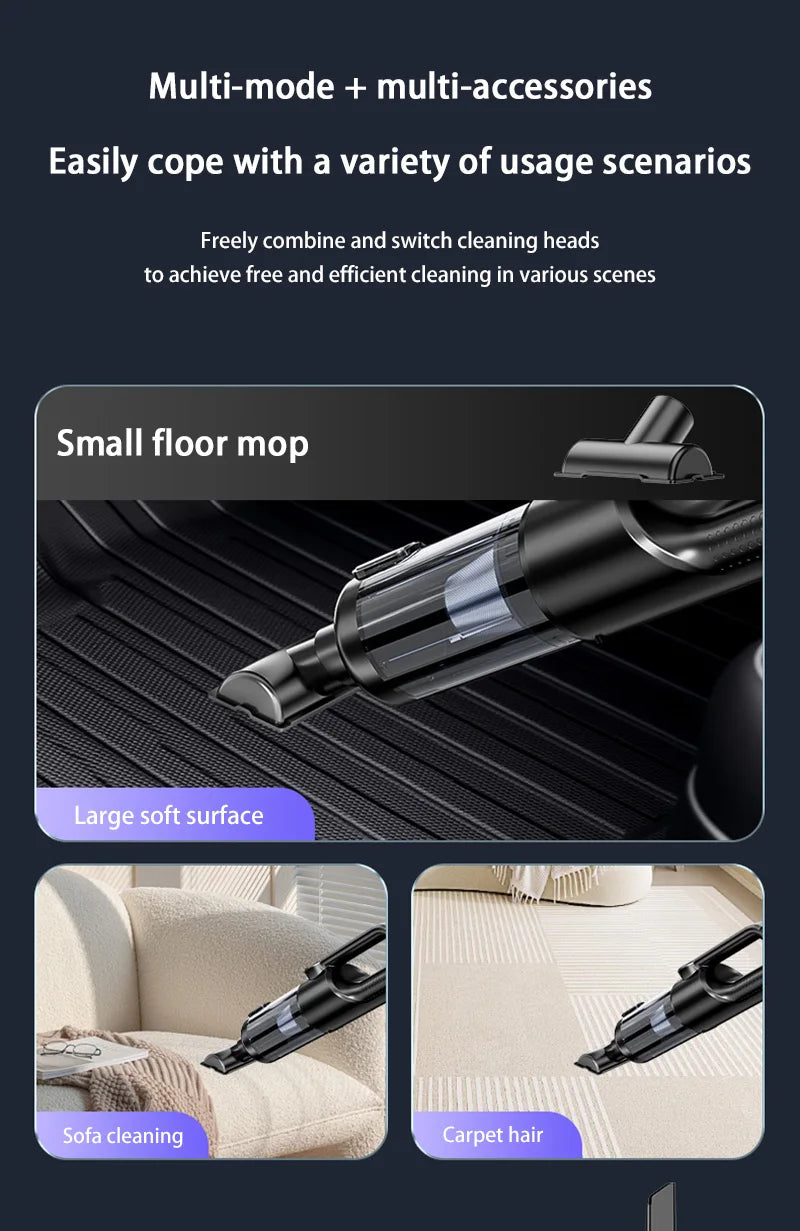 Car Vacuum Cleaner Wireless (Handheld) – Suction & Blowing, High Power